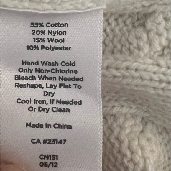 Talbots Cardigan Sweater Cable Knit Shawl Collar Large Petite Wool Cotton blend - Picture 8 of 8